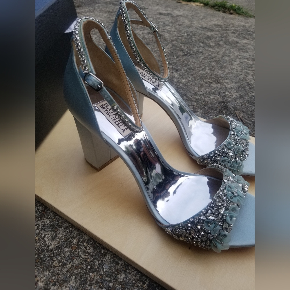 Color MIST BLUE FINESSE ANKLE STRAP EVENING SHOE - Picture 6 of 8
